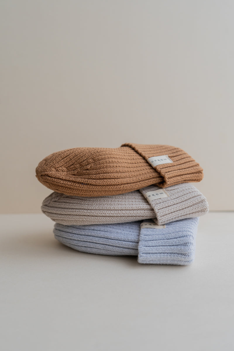 Knit Beanie - Light Brown