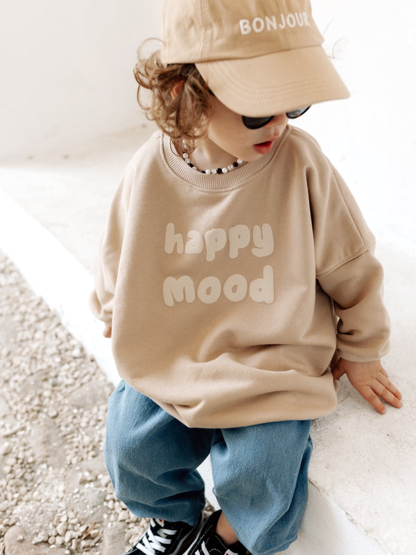 Oversized sweatshirt Happy Mood - Camel