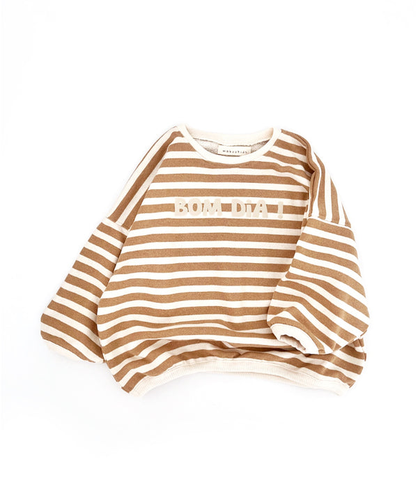 Oversize Sweatshirt Bom Dia - Milk Biskuit Stripes