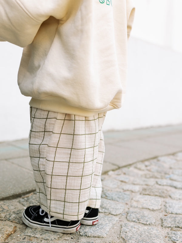 Summer Pants Grid - Oat / Green