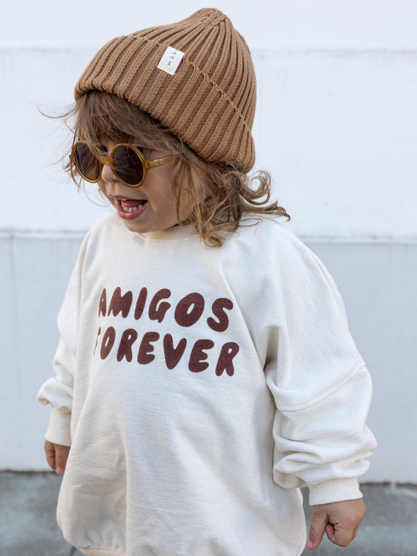 Oversize Sweatshirt Amigos Forever - Coconut Milk