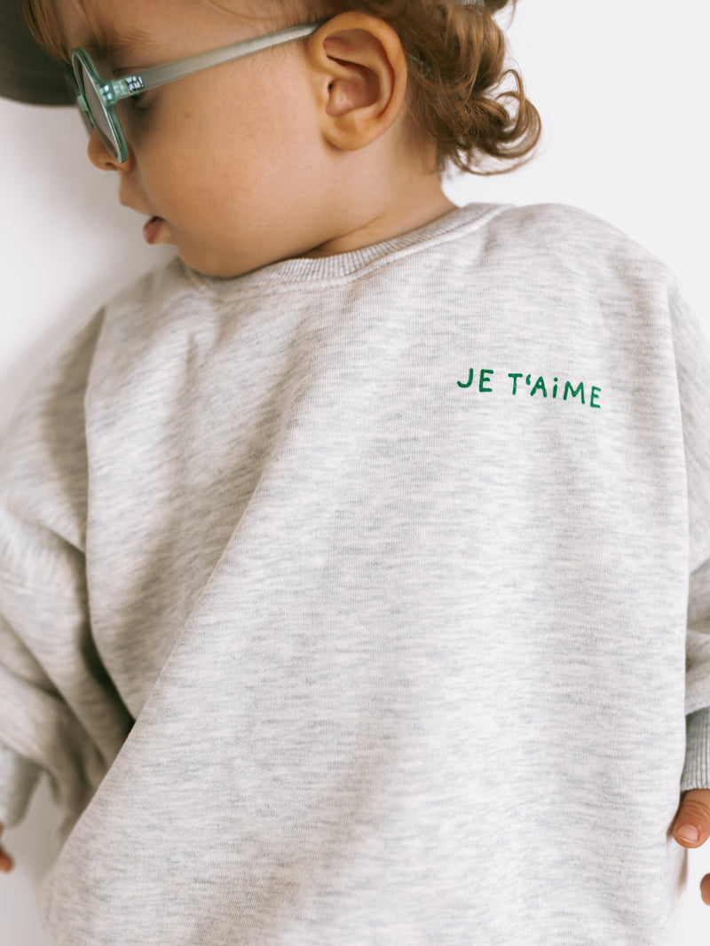 Oversize Sweater Je t'aime - Light Grey