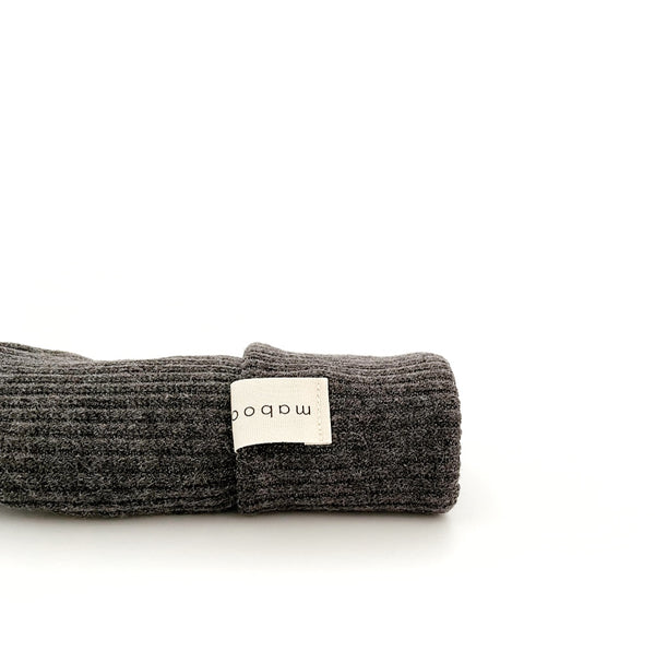 Cuff Beanie Rib Knit Warm - Graphite - Sale